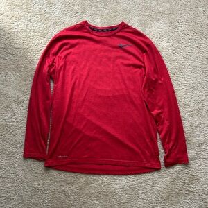 Nike Men's Dri-Fit Red Long Sleeve Shirt